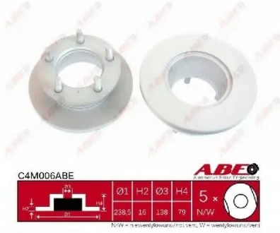 Диск гальмівний передн лів/прав MERCEDES MB (W631) 2.4D 02.88-02.96 ABE C4M006ABE
