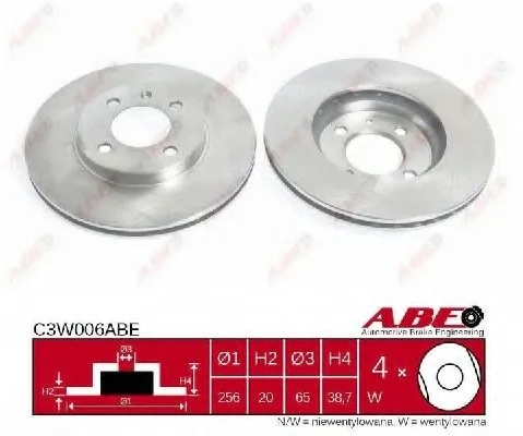 Диск тормозной передний лев/прав AUDI 80 B1, A4 B6 SEAT AROSA, CORDOBA, CORDOBA VARIO, IBIZA II, IBIZA III, IBIZA IV, IBIZA IV SC, INCA, TOLEDO I VW CADDY, CADDY II, CADDY III 1.0-2.8 08.76- ABE C3W006ABE (фото 1)