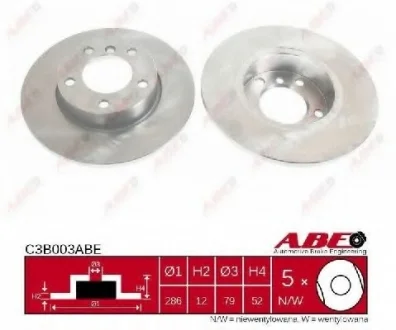 Диск тормозной передний лев/прав BMW 3 (E36), Z3 (E36) 1.6-1.9 09.90-01.03 ABE C3B003ABE