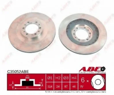 Диск тормозной передний лев/прав MITSUBISHI L200, PAJERO II, PAJERO III, PAJERO SPORT, PAJERO SPORT I 2.4-3.5 12.90- ABE C35052ABE