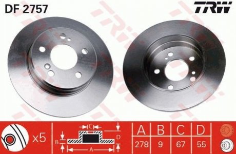 Тормозной диск TRW DF2757 (фото 1)