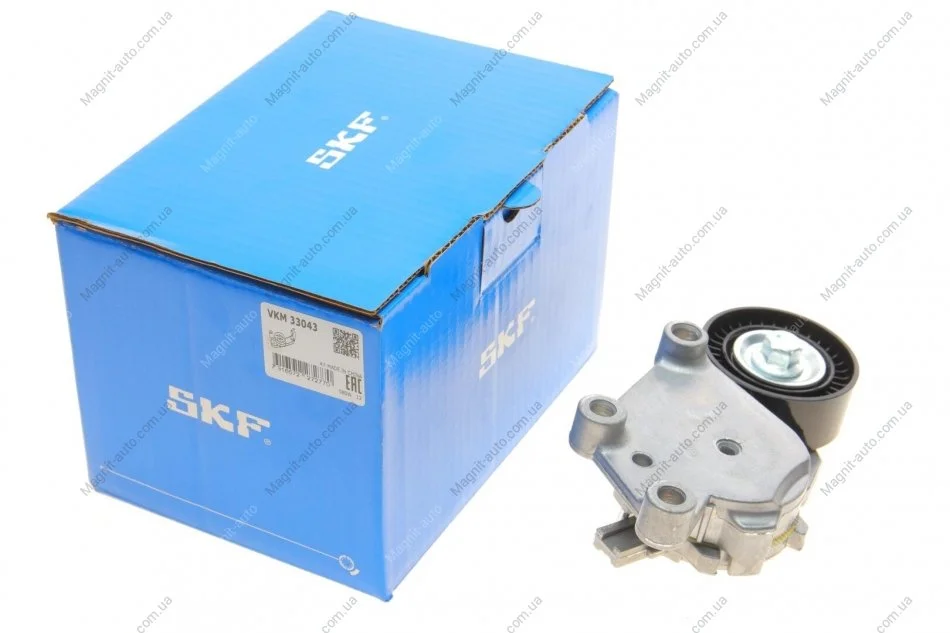 Натягувач ременя CITROEN/FORD/MAZDA/PEUGEOT/TOYOTA/VOLVO C4/Focus/2/307/Aygo/S80 "1,4/1,6L "01>> SKF VKM 33043 (фото 1)