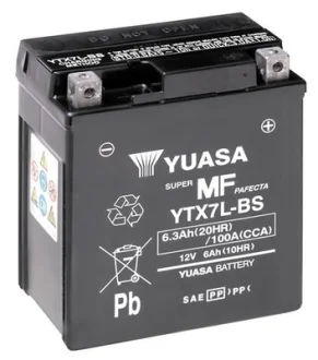 МОТО Yuasa 12V 6Ah MF VRLA Battery AGM (сухозаряжений) YUASA YTX7L-BS
