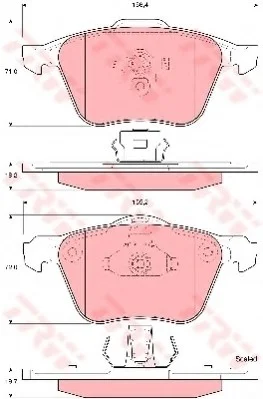 Комплект гальмівних колодок переднього., VOLVO S60 I, S80 I, V70 II, XC90 I 2.0-4.4 01.99-12.14 TRW GDB1576 (фото 1)