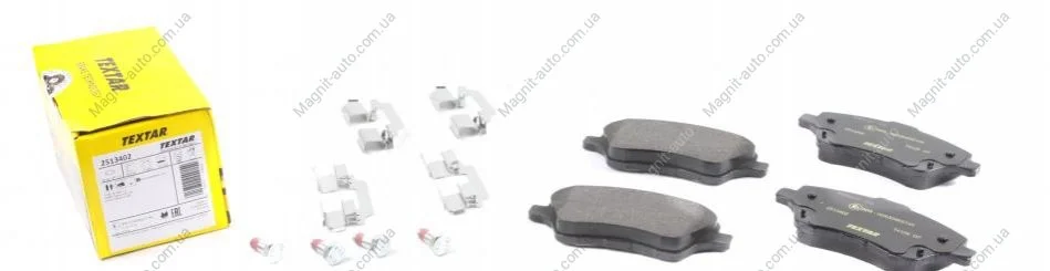 Комплект тормозных колодок переднего., FORD B-MAX, FIESTA, FIESTA VI, TOURNEO COURIER B460, TRANSIT COURIER B460 1.0-1.6D 06.08-12.23 TEXTAR 2513402 (фото 1)