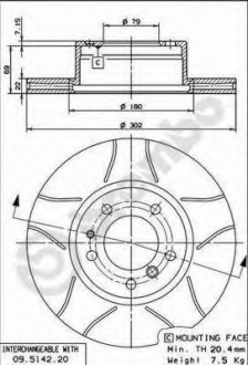 Тормозной диск BREMBO 09.5142.76