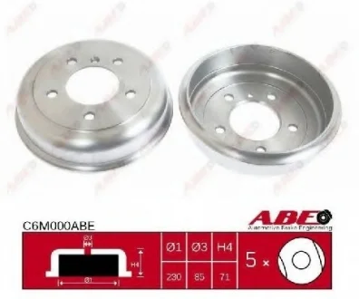 Тормозной барабан задний MERCEDES T1 (601), T1 (601, 611), T1 (B601), T1/TN 2.3-2.9D 04.77-02.96 ABE C6M000ABE