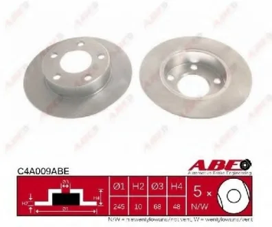 Диск тормозной задний лев/прав AUDI A4 B5, A4 B6 VW PASSAT B5, PASSAT B5.5 1.8-2.8 01.95-05.05 ABE C4A009ABE