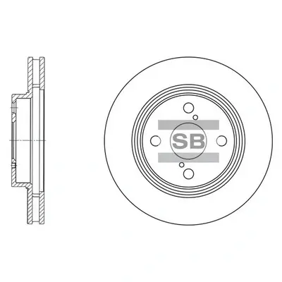 Диск гальмівний (кратно 2) передній (вентильований) Toyota Corolla ZZE12 (02-) (D=254.8mm) HI-Q Hi-Q (SANGSIN) SD4006 (фото 1)