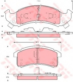 Гальмівні колодки дискові BUICK (GM) - CADILLAC (GM) - CHEVROLET (GM) - OLDSMOBILE (GM) - PONTIAC (TRW GDB4000