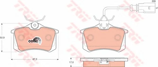 Тормозные колодки дисковые FORD (Europe) - SEAT - VOLKSWAGEN Galaxy/Galaxy Van/Alhambra/Alhambra Van TRW GDB1415 (фото 1)