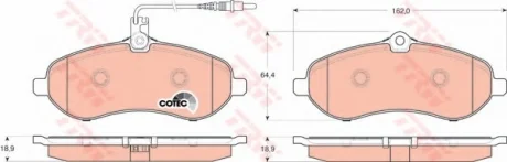 Тормозные колодки дисковые CITROEN/PEUGEOT/FIAT Jumpy/Scudo/Expert "1,6 "-ABS "07>> TRW GDB1718