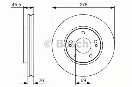 Гальмівний диск MITSUBISHI Lancer/Space Runner \'\'F \'\'1,6-2,4 \'\'99-08 PR2 BOSCH 0986479S00