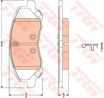 Тормозные колодки дисковые DODGE/JEEP/MITSUBISHI Caliber/Patriot/ASX "F "06>> TRW GDB4141 (фото 1)
