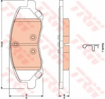 Гальмівні колодки дискові DODGE/JEEP/MITSUBISHI Caliber/Patriot/ASX "F "06>> TRW GDB4141