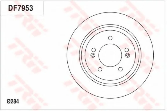 Диск тормозной (1 шт.).) HYUNDAI/KIA Grandeur/Optima/Soul "R D=284mm "11>> TRW DF7953 (фото 1)