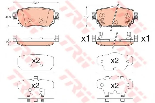Гальмівні колодки дискові NISSAN/RENAULT Qashqai/X-Trail/Kadjar "R "13>> TRW GDB3617 (фото 1)