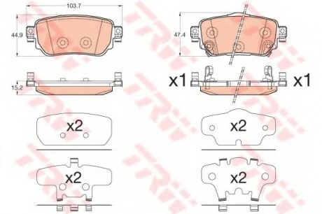 Гальмівні колодки дискові NISSAN/RENAULT Qashqai/X-Trail/Kadjar "R "13>> TRW GDB3617