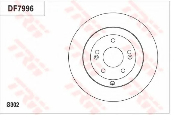 Диск гальмівний (1 шт.).) HYUNDAI/KIA Santa Fe/Sorento "R D=302mm "09>> TRW DF7996 (фото 1)