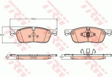 Гальмівні колодки дискові LAND ROVER Discovery Sport/Evoque "11>> TRW GDB2100