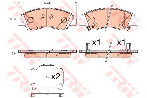 Тормозные колодки дисковые HYUNDAI/SUZUKI I10/SX4/Vitara "F "13>> TRW GDB3618 (фото 1)