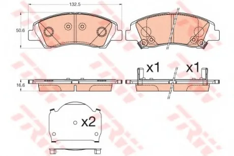 Гальмівні колодки дискові HYUNDAI/SUZUKI I10/SX4/Vitara "F "13>> TRW GDB3618