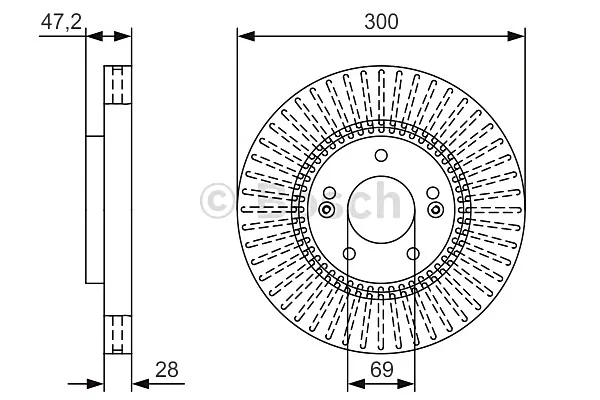 Гальмівний диск HYUNDAI Sonata/ix35 \'\'F \'\'2,0-2,4 \'\'09>> BOSCH 0986479U43 (фото 1)