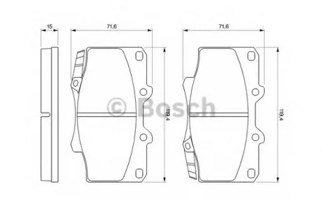 Гальмівні колодки дискові TOYOTA Land Cruiser 4.2, 4.5i 24V BOSCH 0986424134