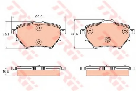 Тормозные колодки дисковые CITROEN/PEUGEOT C4/308 "R "13>> TRW GDB2036