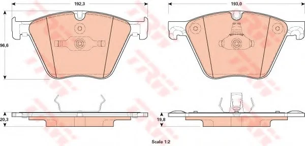 Тормозные колодки дисковые BMW 5 GT/F07/760i/F01 "09>> "F TRW GDB1915 (фото 1)