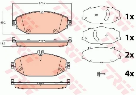 Гальмівні колодки дискові MERCEDES C (W205) "F "14>> TRW GDB2097
