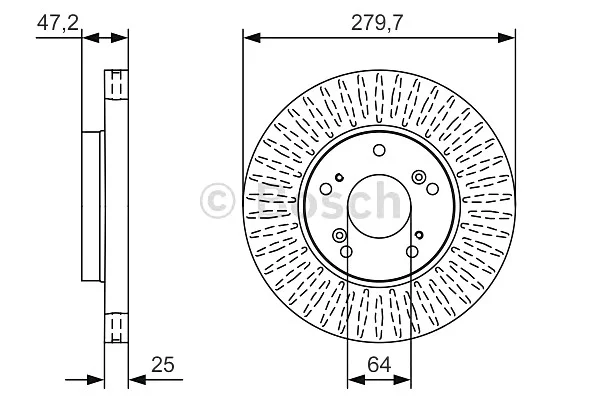 Гальмівний диск HONDA Civic \'\'F \'\'1,3-2,2 \'\'11>> BOSCH 0986479B01 (фото 1)