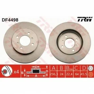 Диск тормозной (1 шт.).) MITSUBISHI Lancer/Galant >>"03 TRW DF4498
