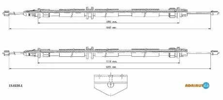 Трос тормозной FORD Fiesta – FusionR02-/2 all R2/03- ADRIAUTO 13.0220.1