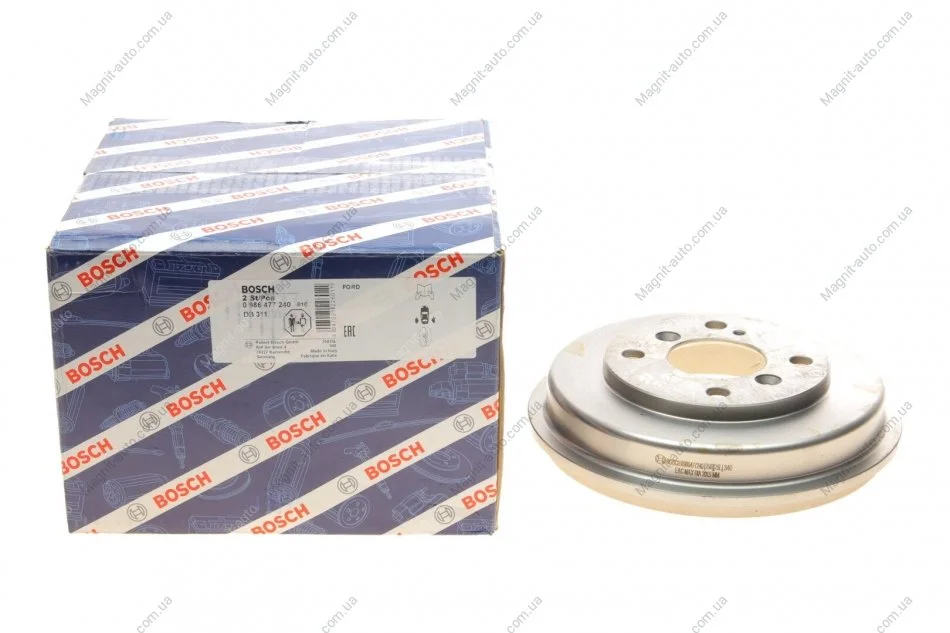 Гальмівний барабан FORD Fiesta \'\'1,2-1,6 \'\'08-12 BOSCH 0986477240 (фото 1)