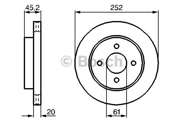 Тормозной диск NISSAN Almera N15 'R'95-00 BOSCH 0986479238 (фото 1)