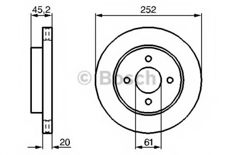 Тормозной диск NISSAN Almera N15 'R'95-00 BOSCH 0986479238