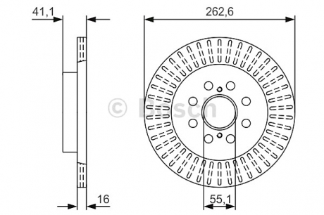 Гальмівний диск вентильований LEXUS RX III 263 мм BOSCH 0986479V35