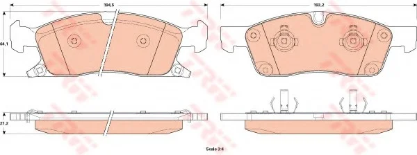 Тормозные колодки дисковые Grand Cherokee "F "10>> TRW GDB4604 (фото 1)
