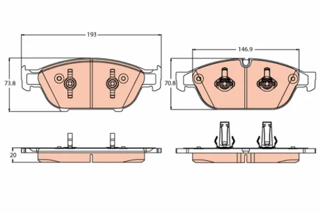 Тормозные колодки дисковые AUDI A6/A7 "F "12>> TRW GDB2113