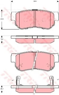 Комплект тормозных колодок задн., HYUNDAI GETZ, MATRIX, SANTA FÉ I SSANGYONG KYRON 1.4-2.7D 08.00- TRW GDB3298 (фото 1)