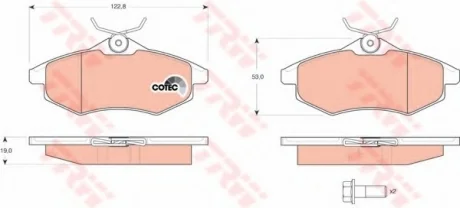 Гальмівні колодки дискові CITROEN C2/C3 TRW GDB1495