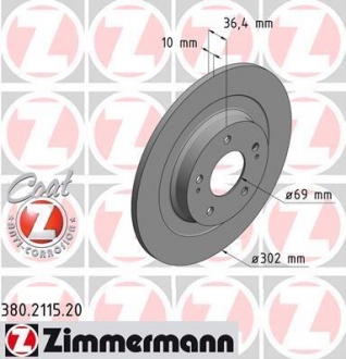 Тормозной диск ZIMMERMANN 380.2115.20 (фото 1)