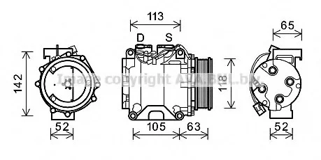 Компресор кондиціонера Honda Accord VII (03-), CR-V (01-) 2.0i, 2.4i AVA AVA COOLING HDAK238