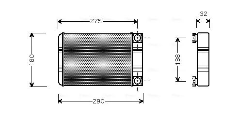 Радіатор обігрівача салону MB C203 00>07 AVA AVA COOLING MSA6312 (фото 1)
