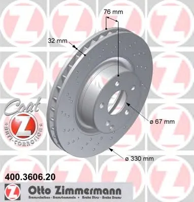 Диск тормозной ZIMMERMANN 400.3606.20 (фото 1)