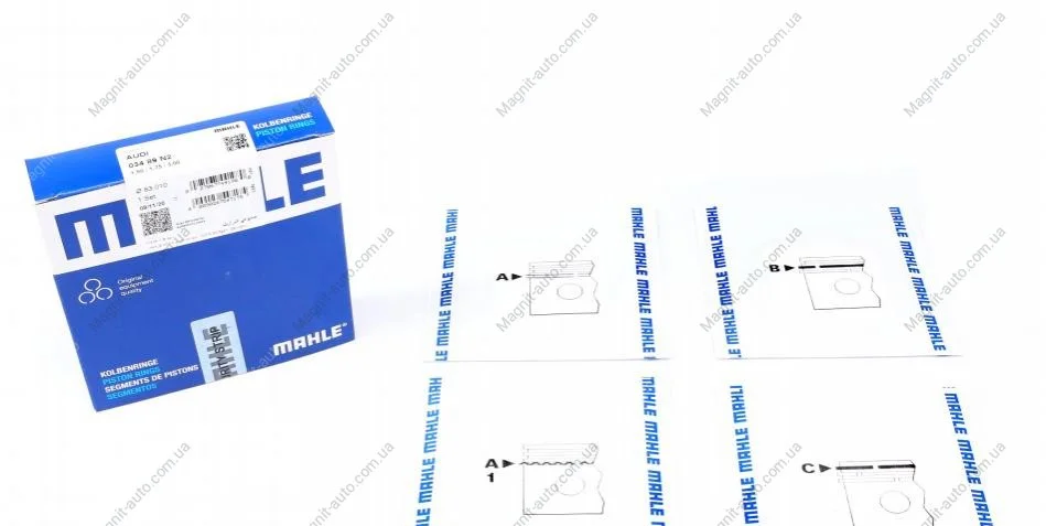 Комплект поршневых колец Mahle AUDI A6/A4/100/80 2,3i-2,6i 86-98 MAHLE / KNECHT 03489N2 (фото 1)