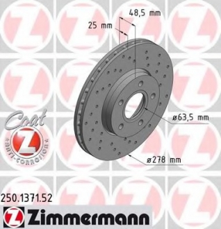 Тормозной диск ZIMMERMANN 250.1371.52 (фото 1)