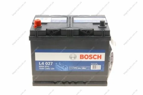 Батарея аккумуляторная Bosch L4 027 12В 75Ач 600A(EN) L+ BOSCH 0092L40270