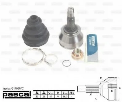 Шарнир приводного вала PASCAL G1F059PC